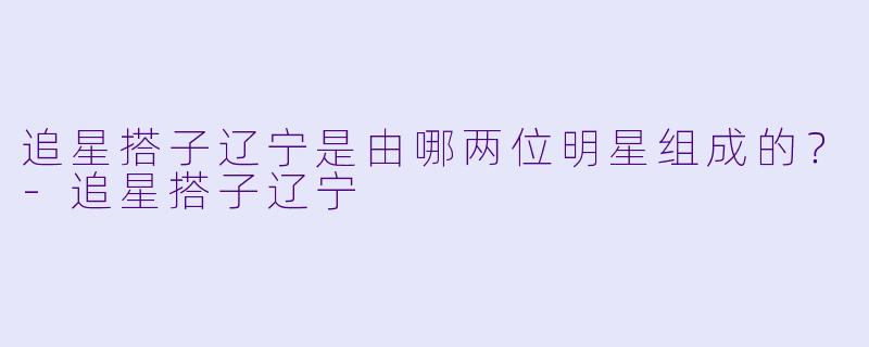 追星搭子辽宁是由哪两位明星组成的？