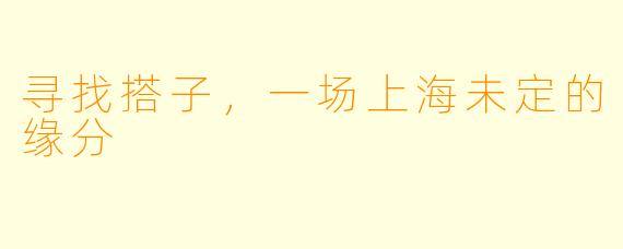 寻找搭子，一场上海未定的缘分