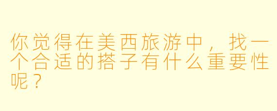 你觉得在美西旅游中，找一个合适的搭子有什么重要性呢？