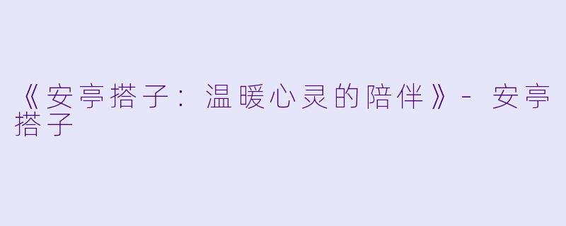 《安亭搭子：温暖心灵的陪伴》-安亭搭子