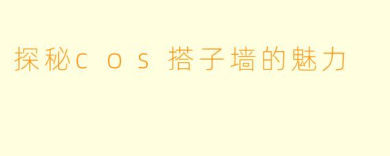 探秘cos搭子墙的魅力
