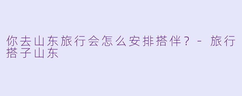 你去山东旅行会怎么安排搭伴？