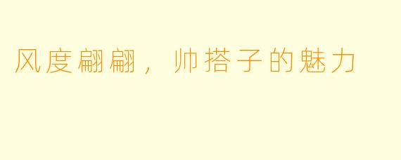 风度翩翩，帅搭子的魅力