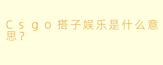 Csgo搭子娱乐是什么意思？