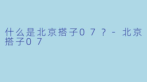 什么是北京搭子07？