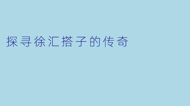 探寻徐汇搭子的传奇