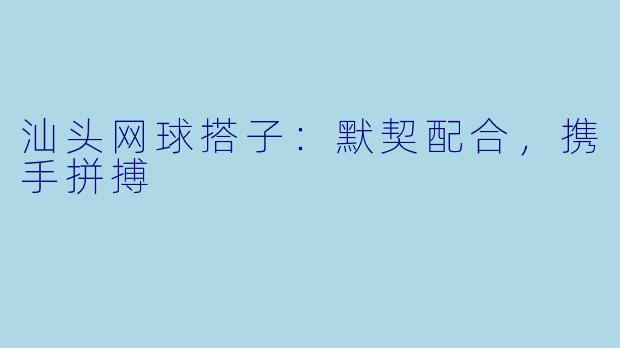 汕头网球搭子：默契配合，携手拼搏