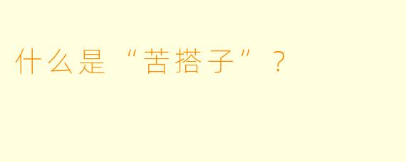 什么是“苦搭子”？
