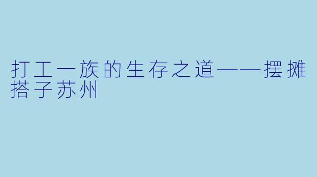 打工一族的生存之道——摆摊搭子苏州