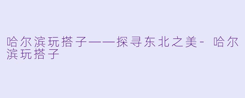 哈尔滨玩搭子——探寻东北之美-哈尔滨玩搭子