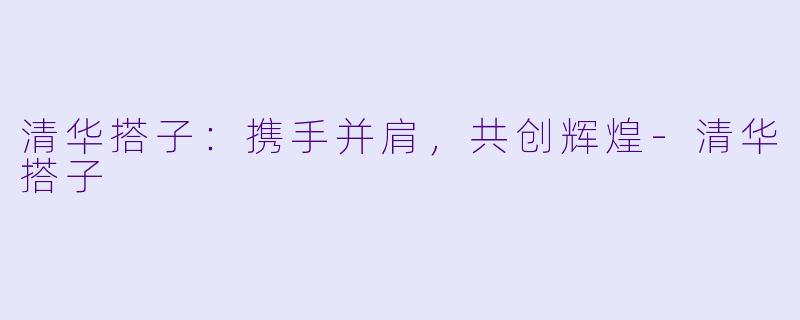 清华搭子：携手并肩，共创辉煌-清华搭子