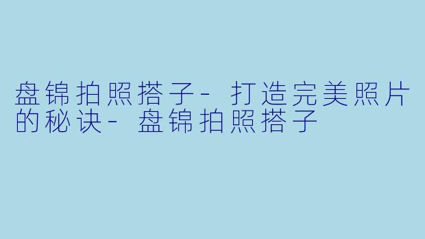盘锦拍照搭子-打造完美照片的秘诀-盘锦拍照搭子
