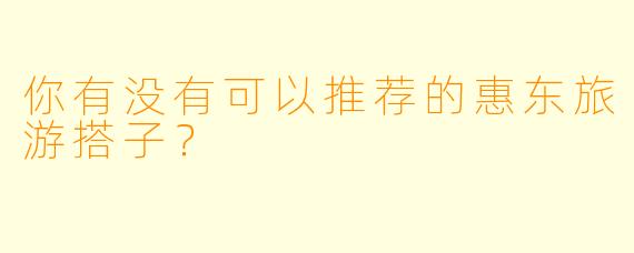 你有没有可以推荐的惠东旅游搭子？