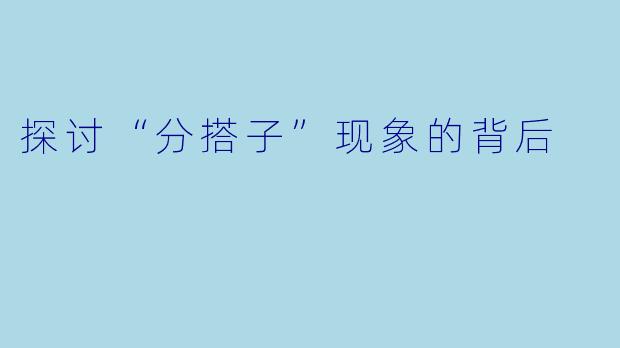 探讨“分搭子”现象的背后