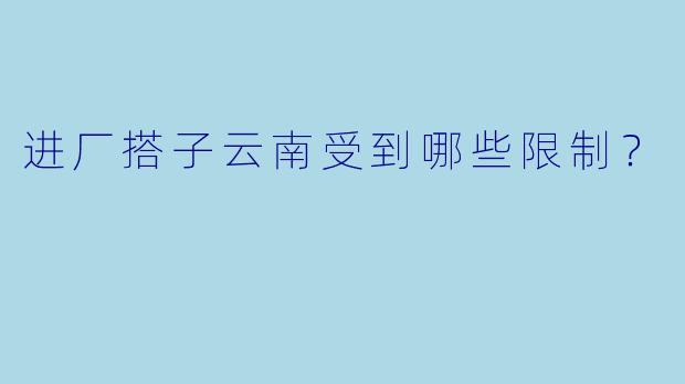 进厂搭子云南受到哪些限制？