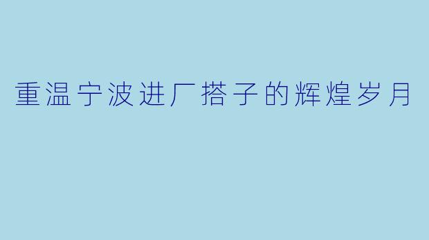 重温宁波进厂搭子的辉煌岁月