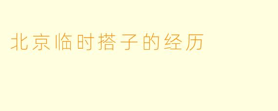 北京临时搭子的经历