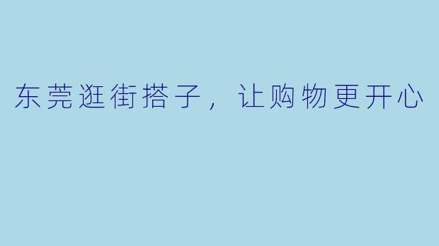 东莞逛街搭子，让购物更开心