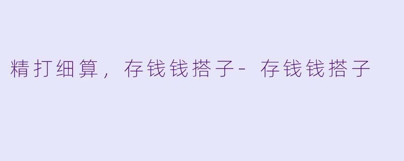 精打细算,存钱钱搭子