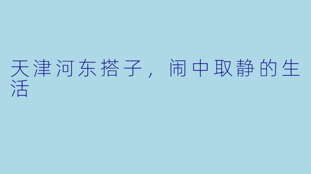 天津河东搭子，闹中取静的生活