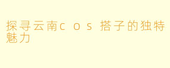 探寻云南cos搭子的独特魅力