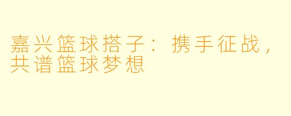嘉兴篮球搭子：携手征战，共谱篮球梦想