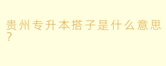 贵州专升本搭子是什么意思？
