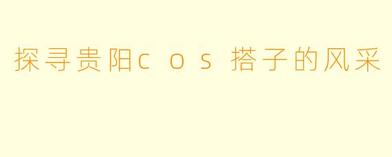 探寻贵阳cos搭子的风采