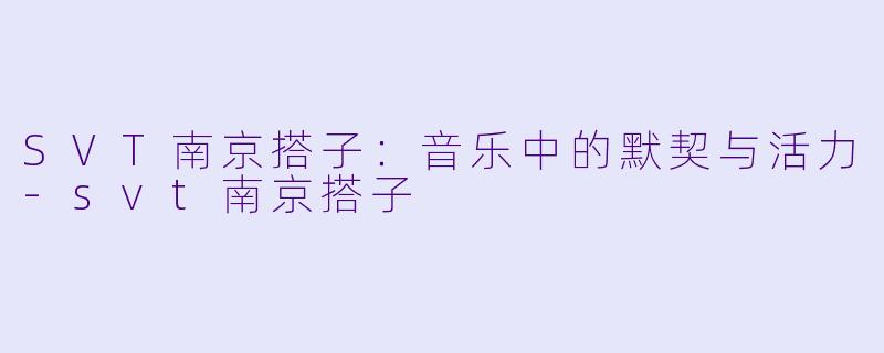 SVT南京搭子：音乐中的默契与活力-svt南京搭子