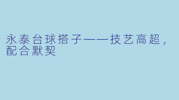 永泰台球搭子——技艺高超，配合默契