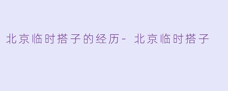北京临时搭子的经历
