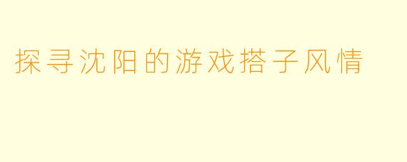 探寻沈阳的游戏搭子风情