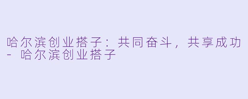 哈尔滨创业搭子：共同奋斗，共享成功-哈尔滨创业搭子