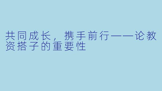 共同成长,携手前行——论教资搭子的重要性