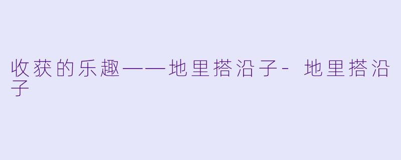 收获的乐趣——地里搭沿子-地里搭沿子