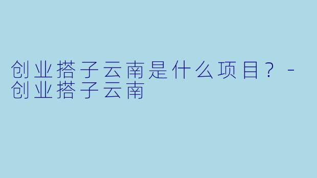创业搭子云南是什么项目？