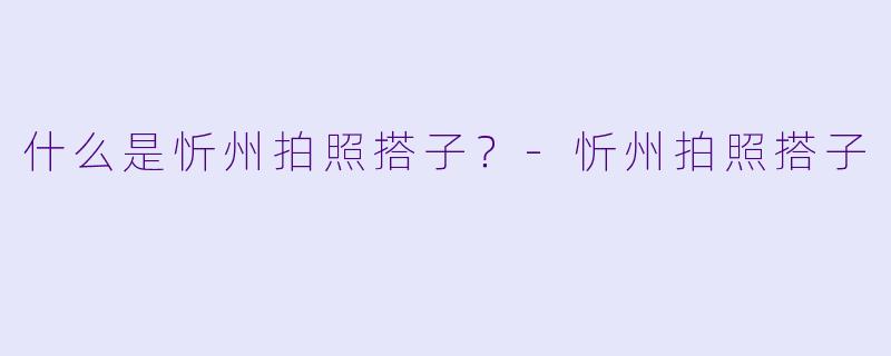 什么是忻州拍照搭子？