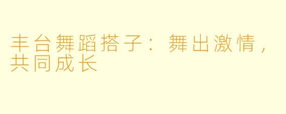 丰台舞蹈搭子：舞出激情，共同成长