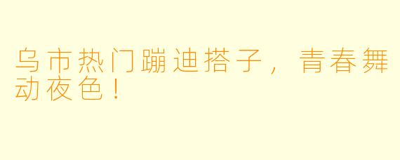 乌市热门蹦迪搭子，青春舞动夜色！