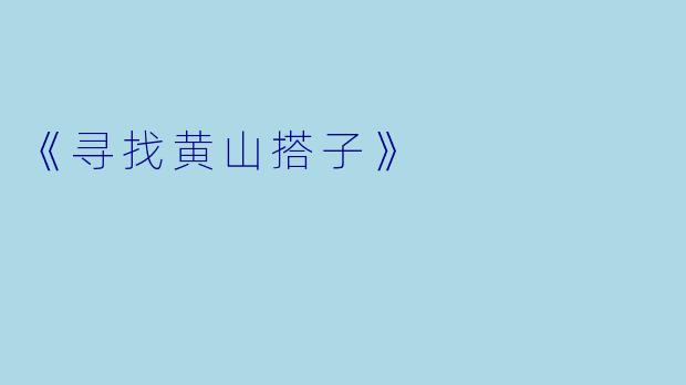 《寻找黄山搭子》