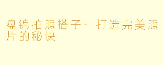 盘锦拍照搭子-打造完美照片的秘诀