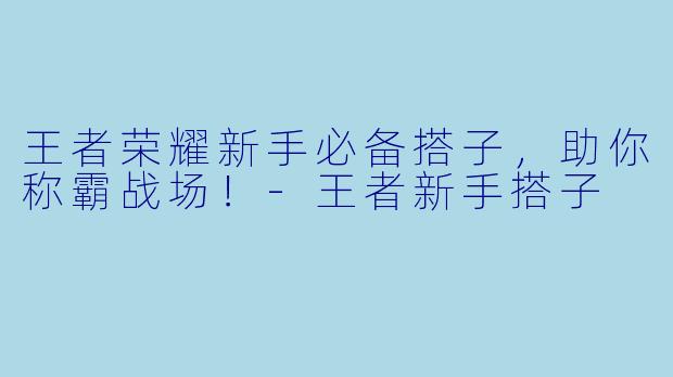 王者荣耀新手必备搭子，助你称霸战场！-王者新手搭子
