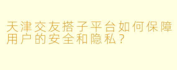 天津交友搭子平台如何保障用户的安全和隐私？