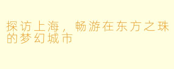 探访上海,畅游在东方之珠的梦幻城市