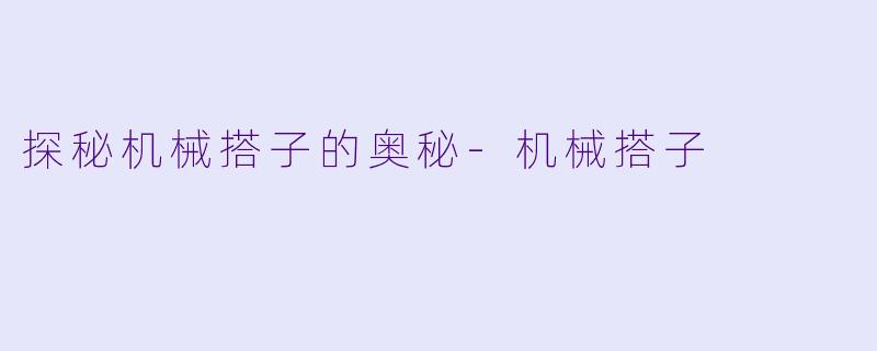 探秘机械搭子的奥秘-机械搭子
