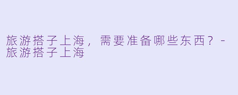 旅游搭子上海，需要准备哪些东西？