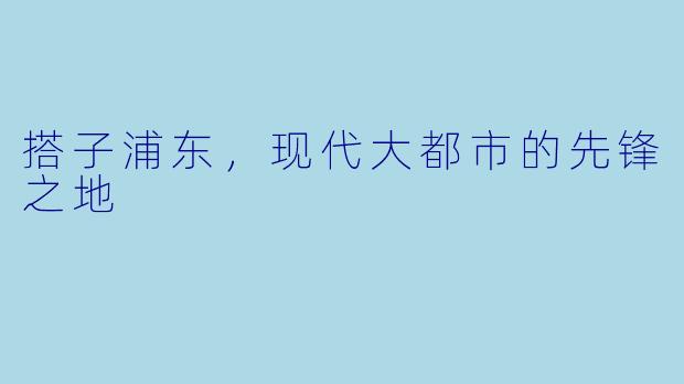 搭子浦东，现代大都市的先锋之地
