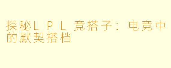 探秘LPL竞搭子：电竞中的默契搭档