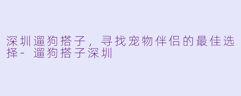 深圳遛狗搭子，寻找宠物伴侣的最佳选择-遛狗搭子深圳