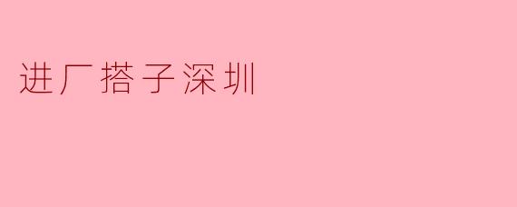 进厂搭子深圳到底是什么意思？